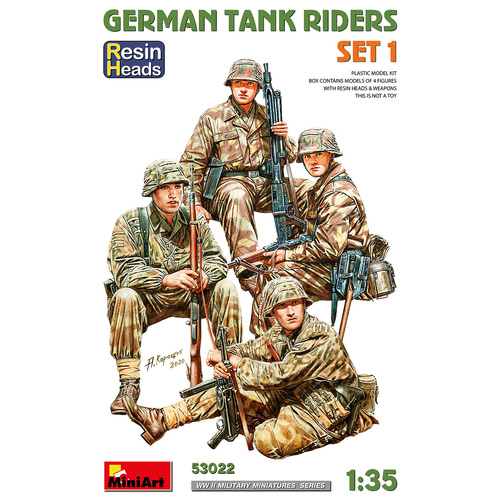 MiniArt 1/35 German Tank Riders Set 1. Resin Heads Plastic Model Kit