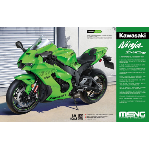 Meng 1/9 Kawasaki Ninja ZX-10RR Plastic Model Kit
