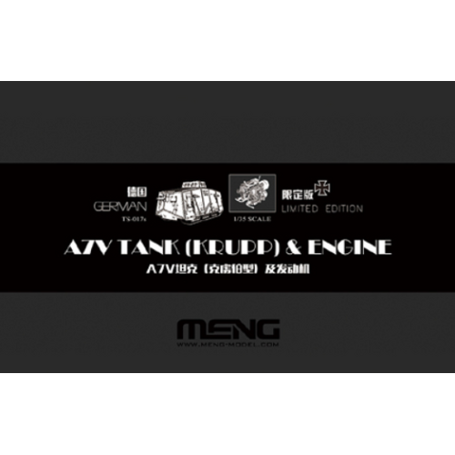 Meng 1/35 German A7V Tank (Krupp) & Engine Plastic Model Kit with "MEPHISTPO" Decals