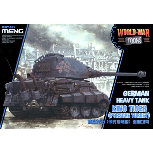 Meng World War Toons King Tiger (Porsche Turret) German Heavy Tank Plastic Model Kit