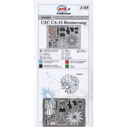 MPM 1/48 CAC CA-13 Boomerang - PE Detail Set (for Special Hobby)