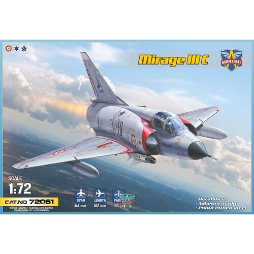 ModelSvit 1/72 Mirage IIIC all-weather interceptor (6 camo schemes) Plastic Model Kit