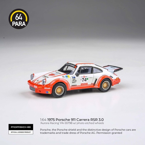 Para64 1/64 1974 Porsche 911 Carerra RSR 3.0 Aurora Racing LHD Diecast Model Car