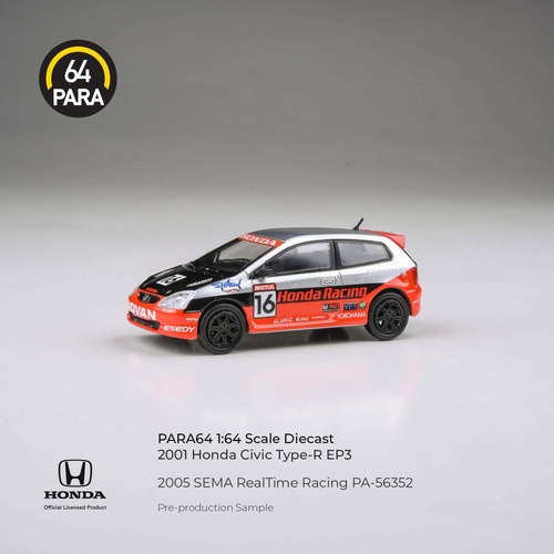 Para64 1/64 Honda Civic 2005 SEMA RealTime Racing LHD Diecast Model Car