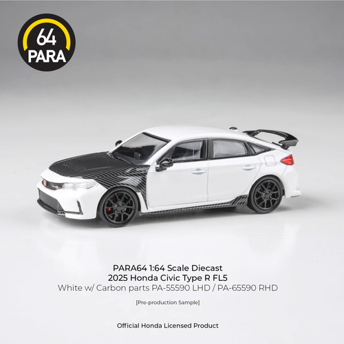 Para64 1/64 2023 Honda Civic Type R FL5 White w/ Carbon parts RHD Diecast Model Car