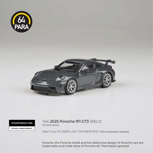 Para64 1/64 2025 Porsche 911 GT3 (992.2) Slate Grey RHD Diecast Model Car