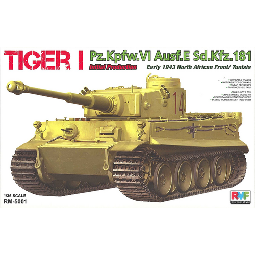 Ryefield 1/35 Tiger I initial production early 1943 w/workable track links Plastic Model Kit