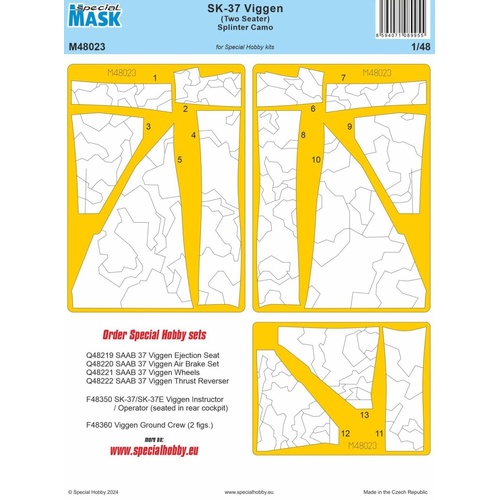 Special Hobby 1/48 SK-37 Viggen (Two Seater) Splinter Camo MASK