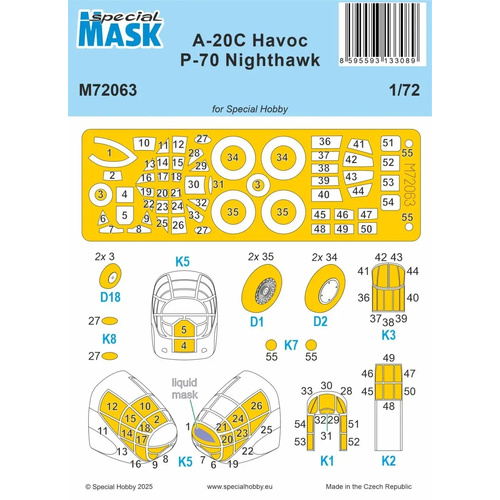 Special Hobby 1/72 A-20C Havoc / P-70 Nighthawk MASK