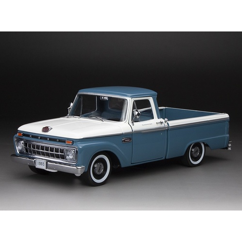 Sun Star 1/18 1965 Ford F-100 Custom Cab Pickup - Marlin Blue/White
