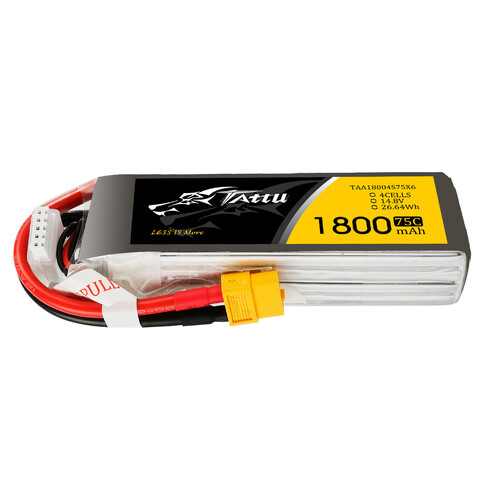 Tattu 1800mAh 75C 14.8V 4S1P Lipo Battery (XT60 Plug)