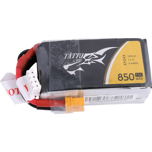Tattu 850mAh 45C 11.1V 3S1P Lipo Battery (XT30 Plug)