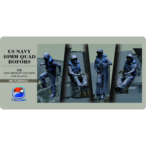 Toucan 1/35 ANTI-AIRCRAFT GUN CREW(with life jacket) Plastic Model Kit