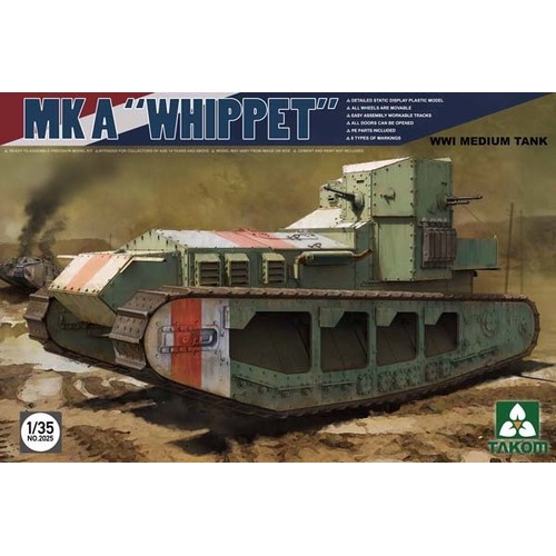 Takom 1/35 WWI Medium Tank Mk A Whippet Tank Plastic Model Kit