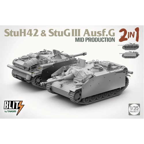Takom 1/35 StuH 42 & StuG III Ausf. G Mid Production 2 in 1 Plastic Model Kit