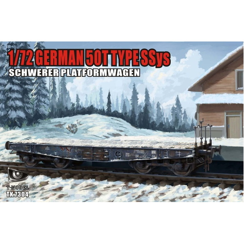 T-Model 1/72 German 50T Type SWys Schwerer Platormwagen Plastic Model Kit