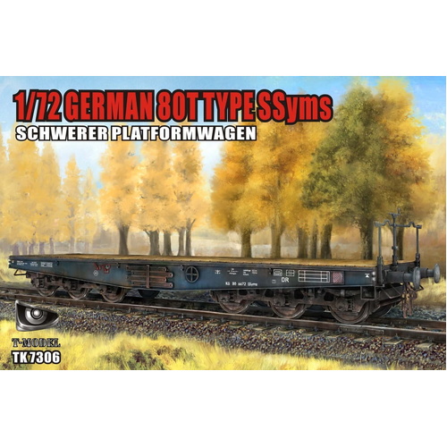 T-Model 1/72 German 80T Type SWyms Schwerer Platormwagen Plastic Model Kit