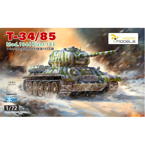 Vespid 1/72 T-34/85 Medium Tank Mod.1944 Plant 183 Plastic Model Kit
