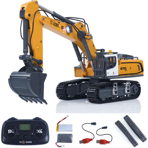 Yi Gong 1/50 R/C Screw Excavator (Soft Rubber Tracks + Black Metal Tracks)