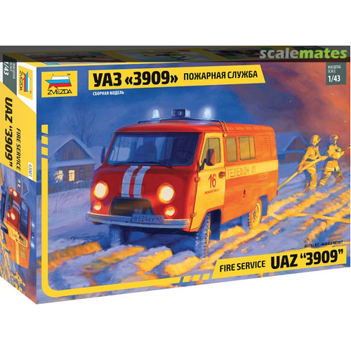 Zvezda 1/43   UAZ 3909 Fire Service Plastic Model Kit
